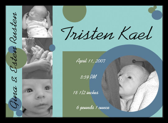 Tristen Kael Rusten
Gina Kae Rusten
11 Jun 2007