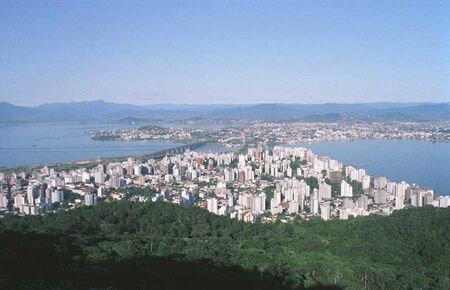 This is a picture of Florianópolis, the capital city of Santa Catarina, as well as home to what is now the Florianópolis mission. This picture was taken from a hilltop overlook above the city, looking west.
Jouber  Calixto
20 Apr 2003