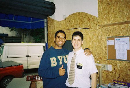 Elder Stark and Jouber Calixto in Sao Paulo. Jouber is like a big brother to all the new missionaries and used to run an Internet store across from the CTM.
Austin James Forrester Stark
25 Oct 2004