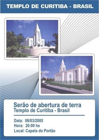 Foto do futuro templo de Curitiba. Agradecemos a Kika Vila-Nova for nos enviar esta fotografia.
-----------------------------------
A picture of the future Curitiba Temple. Thanks Kika Vila-Nova for sending this.
Brandon Barrick and Jouber Calixto
10 Feb 2005