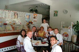 The Ice Cream Store in Sorocaba (around the table left to right) Elder Liljegren, Sister Bangerter, President Bangerter, Lairce (Ice cream store owner),Iago (her son) Elder Mahoney, Elder Butterfield and Elder Beuno
Richard S. Bangerter
04 Feb 2004