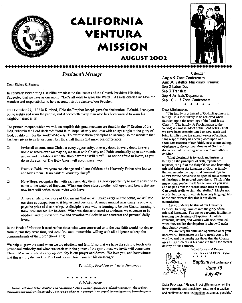 The California Ventura Mission Newsletter
