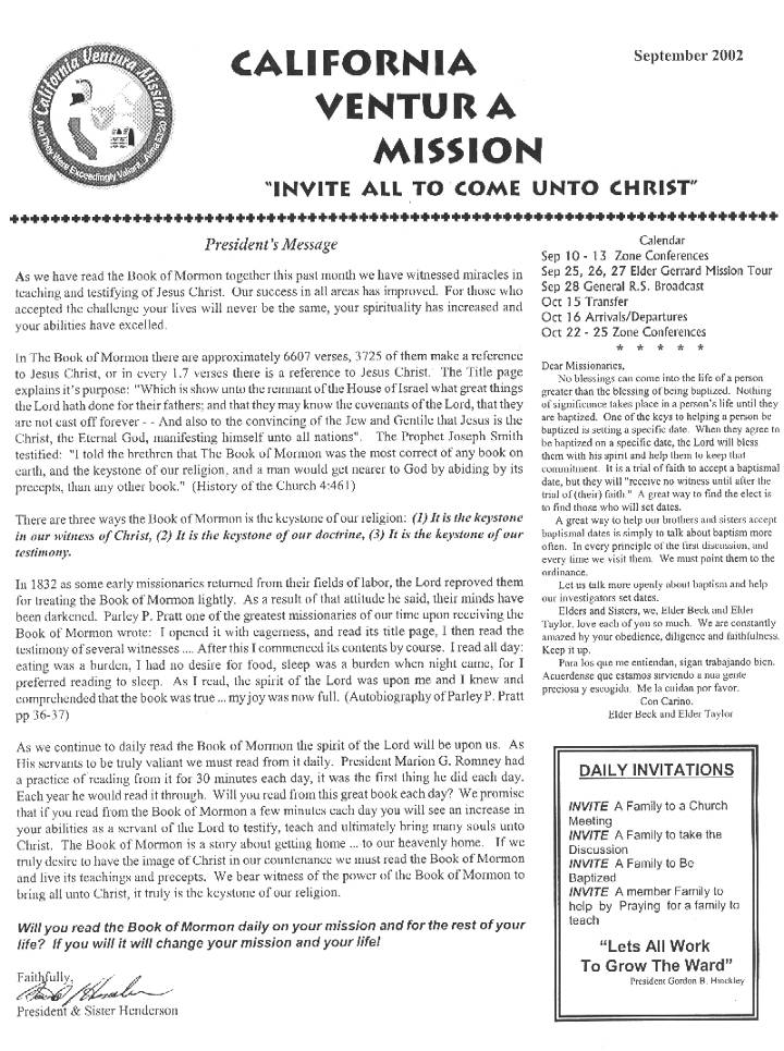 The California Ventura Mission Newsletter