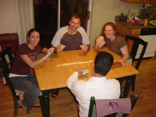 Ryan Bardo, Chalene Eber (Ogilvie) y Karina Rivera (Vazquez) enjoying a round of dominos after dinner 8/6/06
Karina  Rivera
27 Aug 2006
