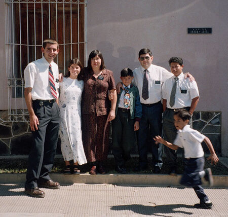 Nov 21, 1999 in Ocotepeque. This was my first area, and was taken when Pres. Oliva and his family came to visit one Sunday at the branch. My comp was Elder Lemus. (The kid running in front was some random child of a member.)
Phillip Ludlow
06 Aug 2006