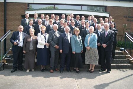 Photo's taken at Belfast Ireland Stake Conference May 2008 of all missionaries present plus mission president and counsellor
Jim Bardgett
21 May 2008