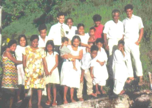 Johnny Bridge Family Baptism in Mand in July 1977. Participants include: Ohry Family, Bridge Family, Solomon Family; Sinek Pweda; Elders Mortensen and Wong. (Winter and Harrison not shown)
Chris  Harrison
28 Jul 2003