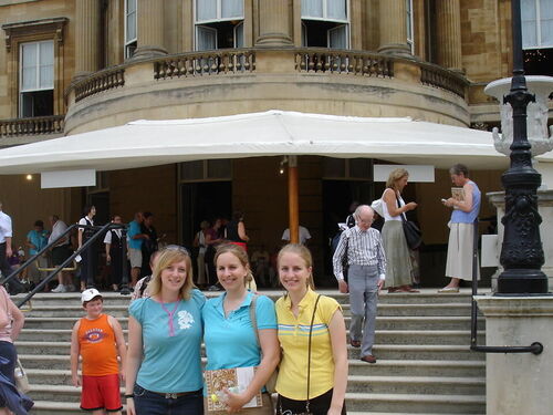Here we are outside of the amazing Buckingham Palace.  Unfortunately, the Queen was not at home when we visited.  She told us that she had very important business to attend to outside of London, otherwise she wouldn't have missed our special visit. ;-)
Emily A Hart
13 Aug 2006