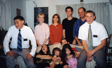 The Johnson family from Bozeman 3rd Ward, and Elder Chinzorig say goodbye to Elder Jake Jones, May 2003.
Steve Johnson
10 Jan 2004