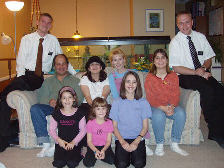 Elder Landgrebe says goodbye to Bozeman and the Johnson family.  Elder Abbott is on the right.
Steve Johnson
10 Feb 2006