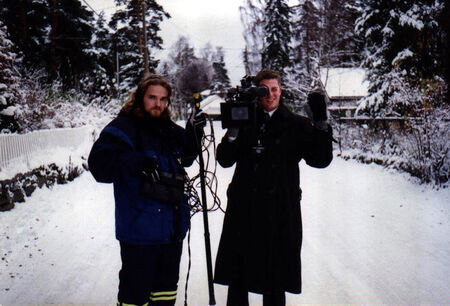 Elder Jacobsmeyer and Elder Bragg were interviewed by NRK in November 1996.  Here Elder Jacobsmeyer got to play camera man with sound guy, Bryn.
Adam R. Jacobsmeyer
23 Aug 2007