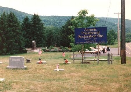 The site of the Restoration of the Aaronic Priesthood, located near Susquehanna Pennsylvania.   The cemetary in the foreground is where Emma Smith's parents are burried, as well as an infant child of Emma and Joseph.
Craig R Ruefenacht
25 Oct 2006