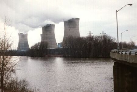 Three Mile Island nuclear power plant, located near the Harrisburg airport.  It is the site of the worst nuclear accident in US History in 1979.  Two of its reactors are still in operation.
Craig R Ruefenacht
25 Oct 2006