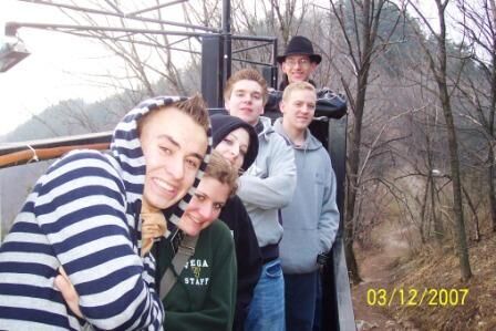 The Brasov district just above the large BRASOV sign on the first Pday after transfers.  L-R: Elder Suckow, Sora Rappleye, Sora Barfuss, Elder Toomey, Elder B. Allred, and Elder Pluim.
Braden Burk Allred
20 Mar 2007