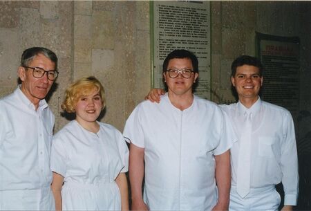 This is the first baptism in Vladivostok.<br>
(Elder Babcock, Veronika Grabkina, Leonid Paukov, Elder Kemp)
Mission Network
27 Jul 2003