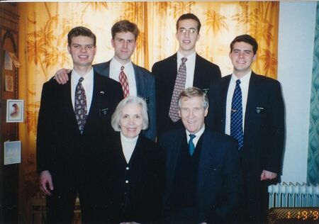 The first four full-time missionaries in Russia Far East.
<br>
(Front: Elder and Sister Pinegar;<br>Back: Elder Kemp, Elder Robertson, Elder Marrott, Elder Burnham)
Mission Network
27 Jul 2003