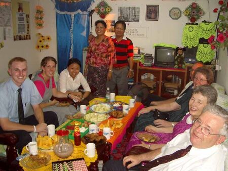 Bintulu District (when there was only one) @ Rawing & Addies house in Mazako, Bintulu after their baptism.  Missionaries (L to R) E. Hafen, S. Corry, S. Chung, Rawing, Adie, E/S Bean, E/S Moss  2005
Tyson  Hafen
24 Oct 2006