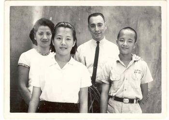 Baptism day: Ho Chun Man (Ruth) and Ho Yu Chen (Elder Philip Ho), with Ho Mama and Elder Allen Getz in the back. Photo dated 23 July 1966
George O. Nielsen
11 Sep 2004