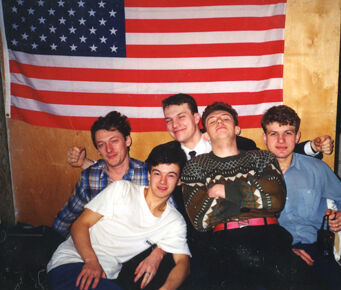 Some of my best friends in the Pobedi branch in 1993.  In a student apartment in Kiev.  Yuri Zhuk, Sasha, Elder Griffiths, Sergei, Nikolai.
Rex  Griffiths
11 Apr 2005