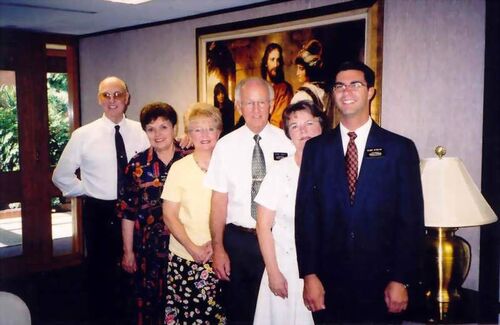 June 2002 - From left to right:  Elder Hilier, Sister Hilier, Sister Cowley, Elder Cowley, Sister Hyer, and Elder Strelka.  Elder Hyer was not present.
Todd C Strelka
18 Aug 2002