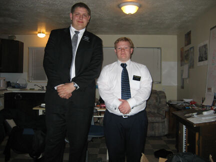 This is a photo of Elder Seth Kravetz (the tall one) and his companion Elder Langford.  It was taken in February 2007 in Sandy. UT
Seth David Kravetz
07 Mar 2007