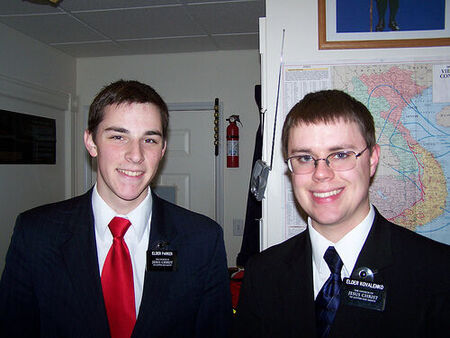 Elder Parker, from Idaho, and Elder Kovalenko, from Washington, visiting John Robert Mallernee at the Armed Forces Retirement Home
John Robert Mallernee
25 Nov 2008