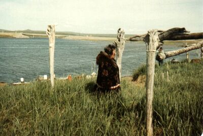 Frieda Larsen at fish camp in Nome, AK
Roselyn  Adams
16 Nov 2001