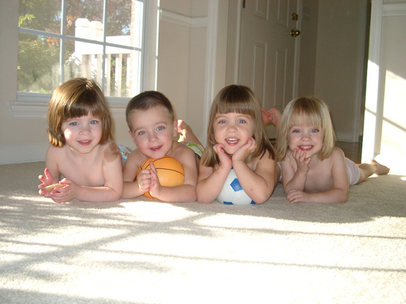 Here's a recent picture of our quads.
Sydney, Jeremy, Elyssa, Rachel
Aaron  Gant
18 Oct 2004