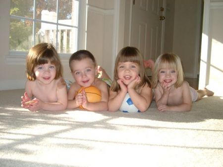 Here's a recent picture of our quads.
Sydney, Jeremy, Elyssa, Rachel
Aaron  Gant
18 Oct 2004