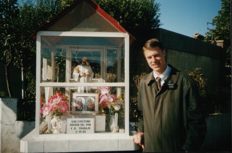 A shrine on the street corner to San Cayetano- 