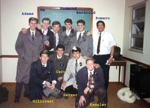 This is Me (Nate Hiatt), Adams (My Comp), Hammond, Bechtold, Romero, Gillcrest (ZL), Caro, Serrer, and Kessler (ZL) at a district meeting in the Catan area taken around May of 1993
Nathan W Hiatt
17 Mar 2006