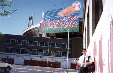 Outside the cancha de Huracan in Parque Patricios.  I believe it was 1 of only 2 or 3 canchas within our mission boundaries. (The other was San Lorenzo and I think Vélez Sarsfield was in our mission too.)
Aaron Yee Quon Lee
18 May 2006