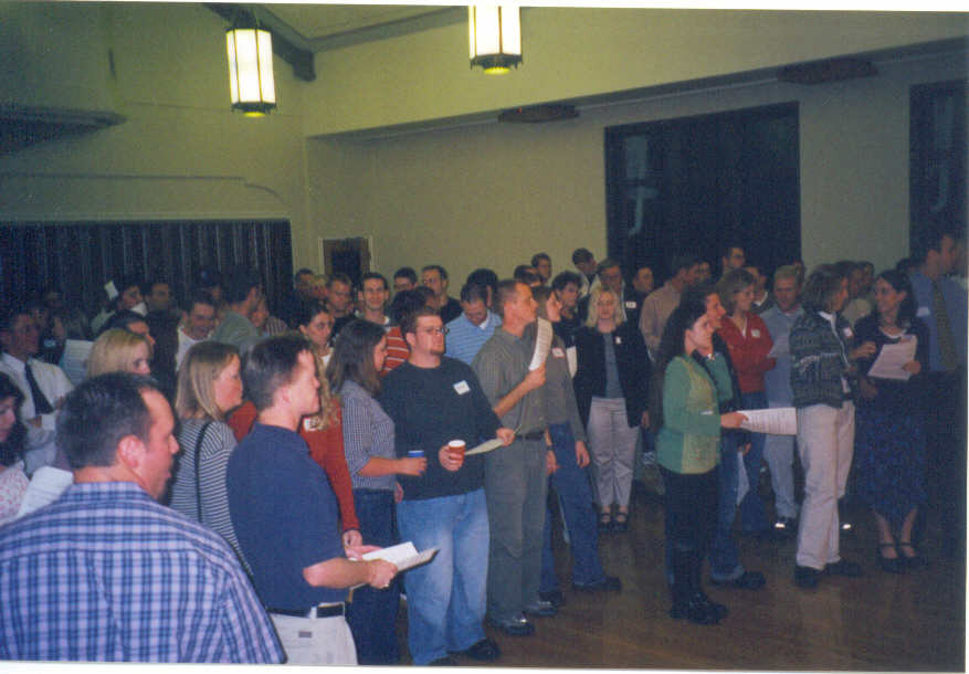 Singing the mission song at the Reunion
Melissa M Smith
19 Oct 2002