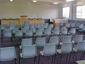 The podium and sacrament table