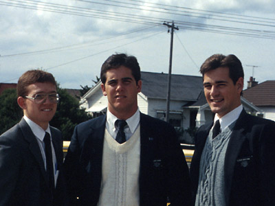 City M & D, 31 March 1983.(L - R) Elders Peyton, Johns and Bastian. Bastian & Johns had been companions in Ballarat the previous month; the occasion was Johns' transfer to Launceston, Tasmania. Peyton was Johns' previous companion in Ballarat (in a threesome with Edwards).

<br /><br /><b>Note:</b> click on the above photo for a clean image; apparently SITE-IN-A-BOX's automatic image processing software fails to account for JPEGs that have already been downsampled to manageable size (and ugly artefacting is the result).
Dave  Bastian
28 Nov 2002