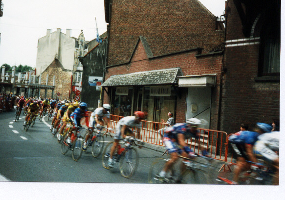 here is a shot of the famous Tour de France as it passed through downtown Mouscron Belguim.
Don  Sagle
21 May 2003