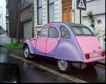 That's Elder Kevin Nyce in the background.  He got tired of paying for public transportation and walking, so he and I pitched in together about $200 each and bought this 1962 beauty.  Just kidding.  This was parked just outside of the Branche Louise building on Ave. Henri Jaspar.
Bill  Hartsell
23 Feb 2004