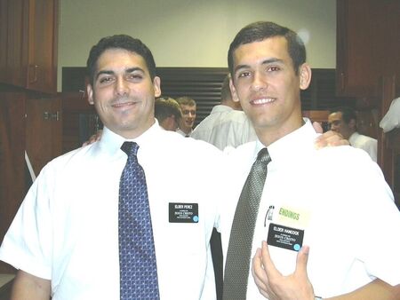 Elder Perez from Texas and Elder Hancock from North Carolina at the MTC at Sao Paulo. They will report to their mission at the end of May 2003.
Joel Grant Hancock
27 Apr 2003