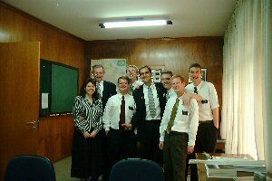 Sister Bangerter, President Bangerter, Elders Micheluzzi, Heaps, Andrews, Bergquist, Liljegren and Knox.  The Assistants, Office Elders and the New Office Elders
Richard S. Bangerter
04 Feb 2004