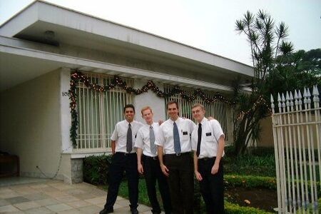 Mission Office decorations OUTSIDE 
Elders Bueno, Liljegren, Andrews and Heap
Richard S. Bangerter
04 Feb 2004