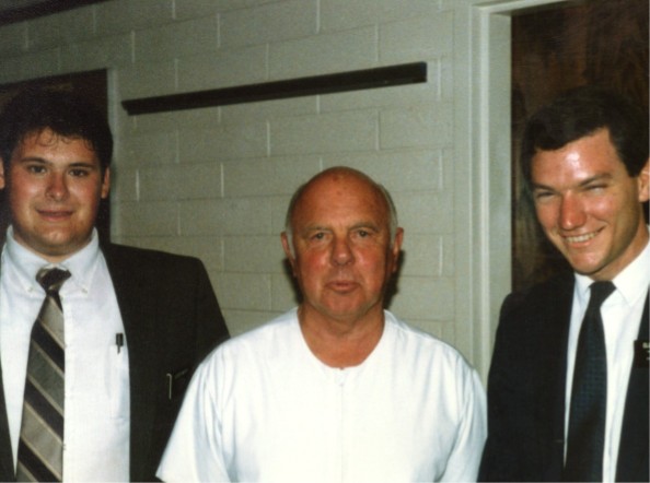 Elders Martin and Jordan with Jack Erbe at his Baptism.  He was already living the gosple,  He just needed to be baptized.  Covina 3rd ward
Lee H Martin
13 Nov 2001