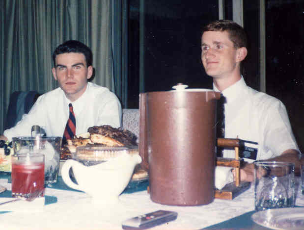 The Mario Rey weekly post-baptism rib fest - a Barrio La Puente tradition! L to R: Elder's Phipps and Fisher working on a plate of ribs.
Jason  Dormady
19 Mar 2003