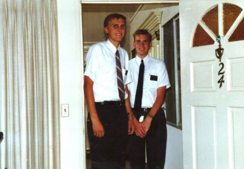 Elders Davidson and Sutherland in Covina apartment before heading out to teach the gosple
Lee H Martin
13 Nov 2001