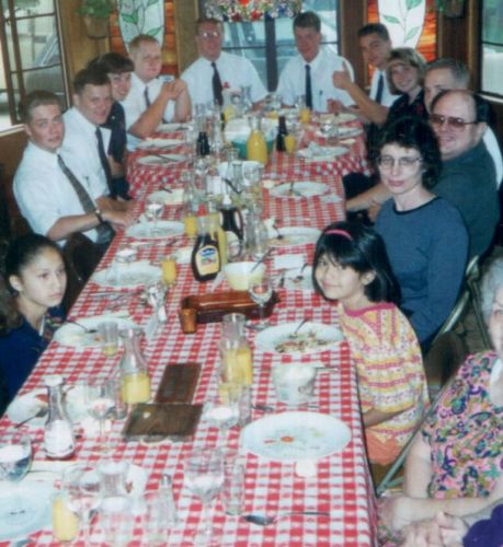 Weekly Monday morning breakfast @ Terry Normans house in Walnun Park Ward, Chino with missionaries, members and non-members
Steven  Price
04 May 2002