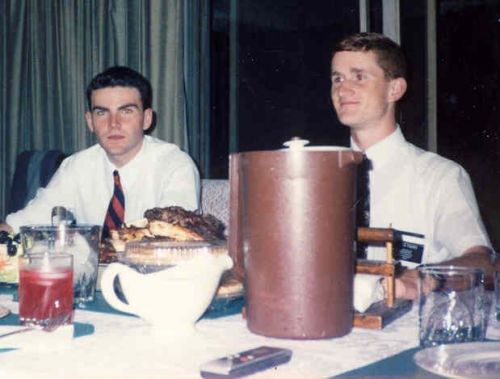 The Mario Rey weekly post-baptism rib fest - a Barrio La Puente tradition! L to R: Elder's Phipps and Fisher working on a plate of ribs.
Jason  Dormady
19 Mar 2003