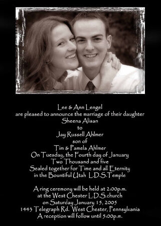We're getting married!
Jay Russell Ahlmer
26 Dec 2004