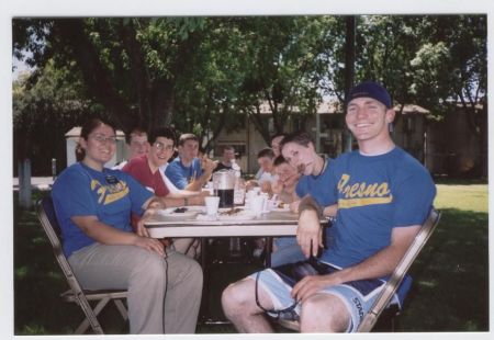 Left Side: Sister Molina, Elder Moser, Elder Newman, Elder Silitoe,etc. 
On the end: Elder White.
Right Side: Elder Jones, Sister Moon, some kid, Elder McCabe, & Elder Fowers.
Robert Corey Newman
03 Aug 2003