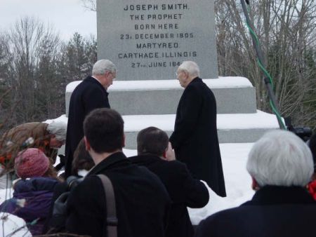 Elder Ballard and President Hinkley in front of the Joseph Smith Momorial in Sharon, Vermont.
22 Dec. 2005
Kurtis Allan Moser
12 Mar 2006
