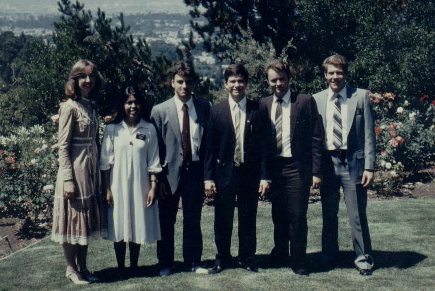 The Spanish District, July 1984 in front of the mission home.  Dickenson, Martinez, Shelton, Russo, Owen, Rogers (DL)
Steven J. Owen
10 Jun 2001