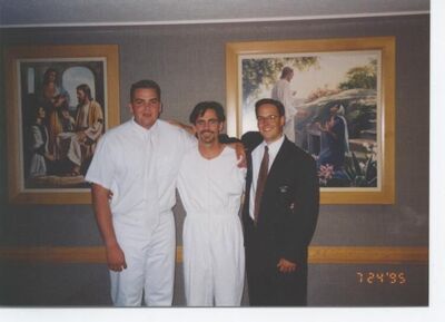 This is what it is all about.  The last baptism of my mission.  My mom was there to see it.  Steve Sadler and his wife Amy were sealed just over a year later.  Awesome!
Justin David Strunk
15 Feb 2002